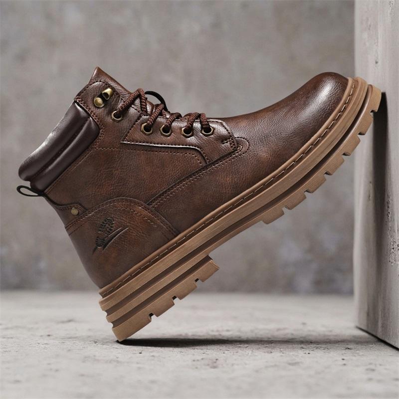 Luxury Men Ankle Boots Retro British High-top Men Boots Fashion High Quality Leather Shoes  New Outdoor Men Motorcycle Boots