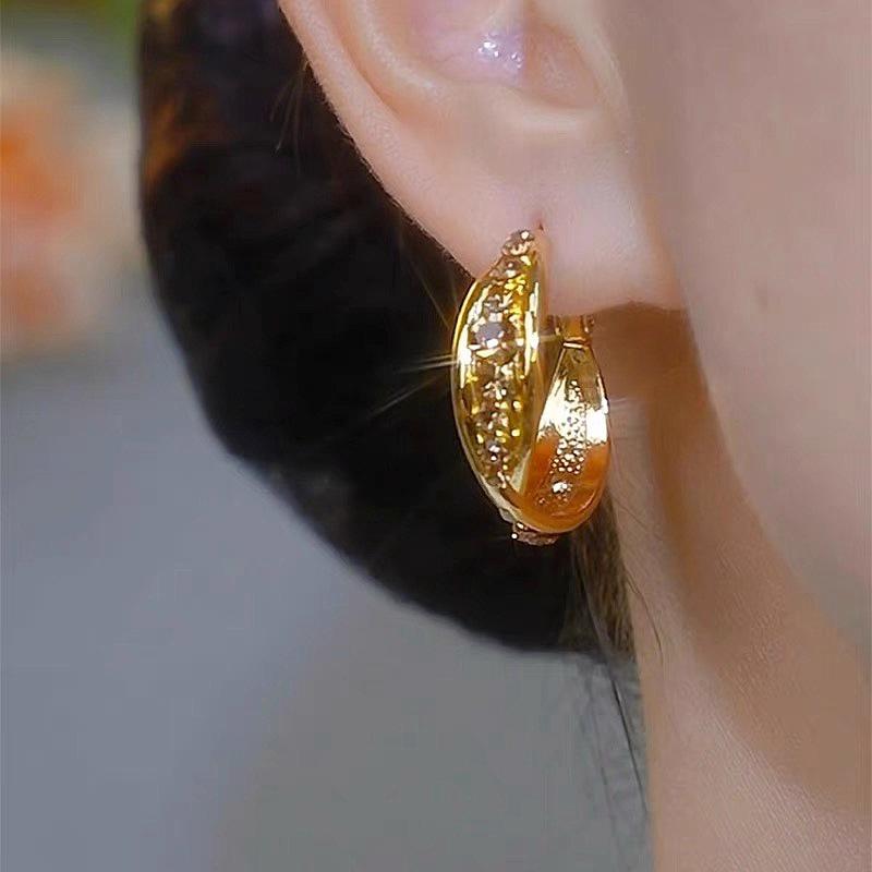 Trendy Light Luxury Full Diamond Hoop Earrings - New 2024 Style
