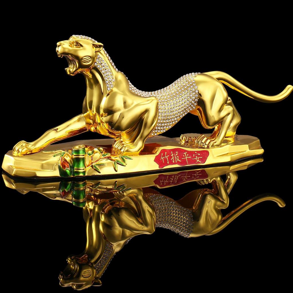 1pc Qianqian Leopard Car Accessories Alloy Crafts Car Decorations Living Room Desktop Office Sculpture Statue Housewarming Gift