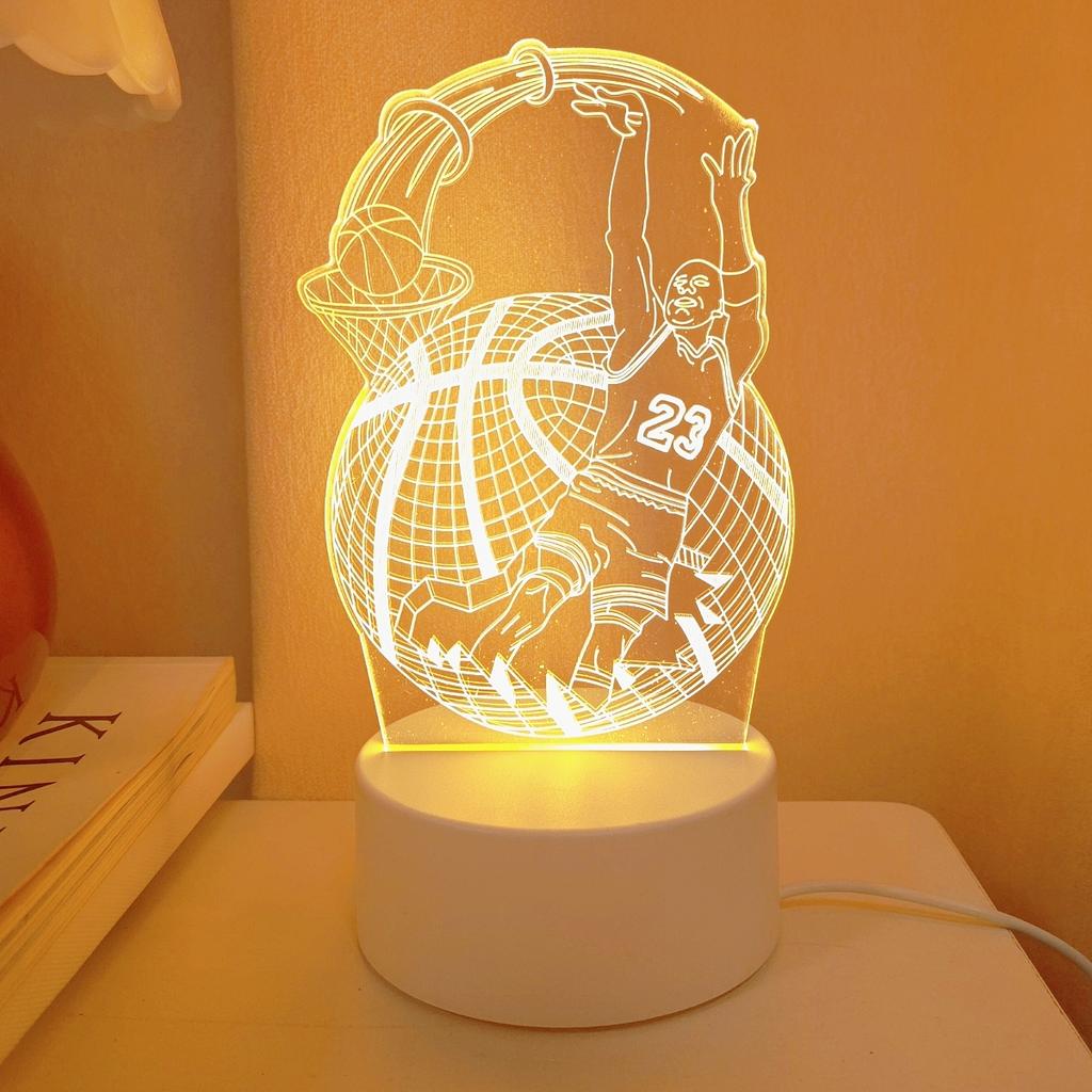 Creative 3D Night Light Basketball Sports Design, USB Ambient Bedside Lamp, Art Decoration, Bedroom Decoration