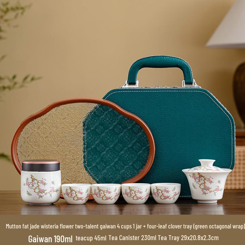 Elegant Mutton Fat Jade Teapot Gift Set - Dehua Ceramics Reception Souvenir