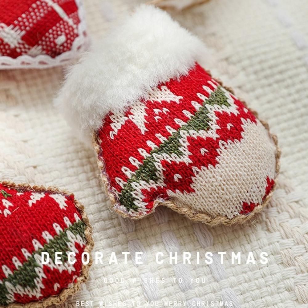 Cloth Craft Christmas Tree Ornament Hangging Delicate Christmas Decoration Handmade Boots and Hat Designs Christmas Caps Pendant