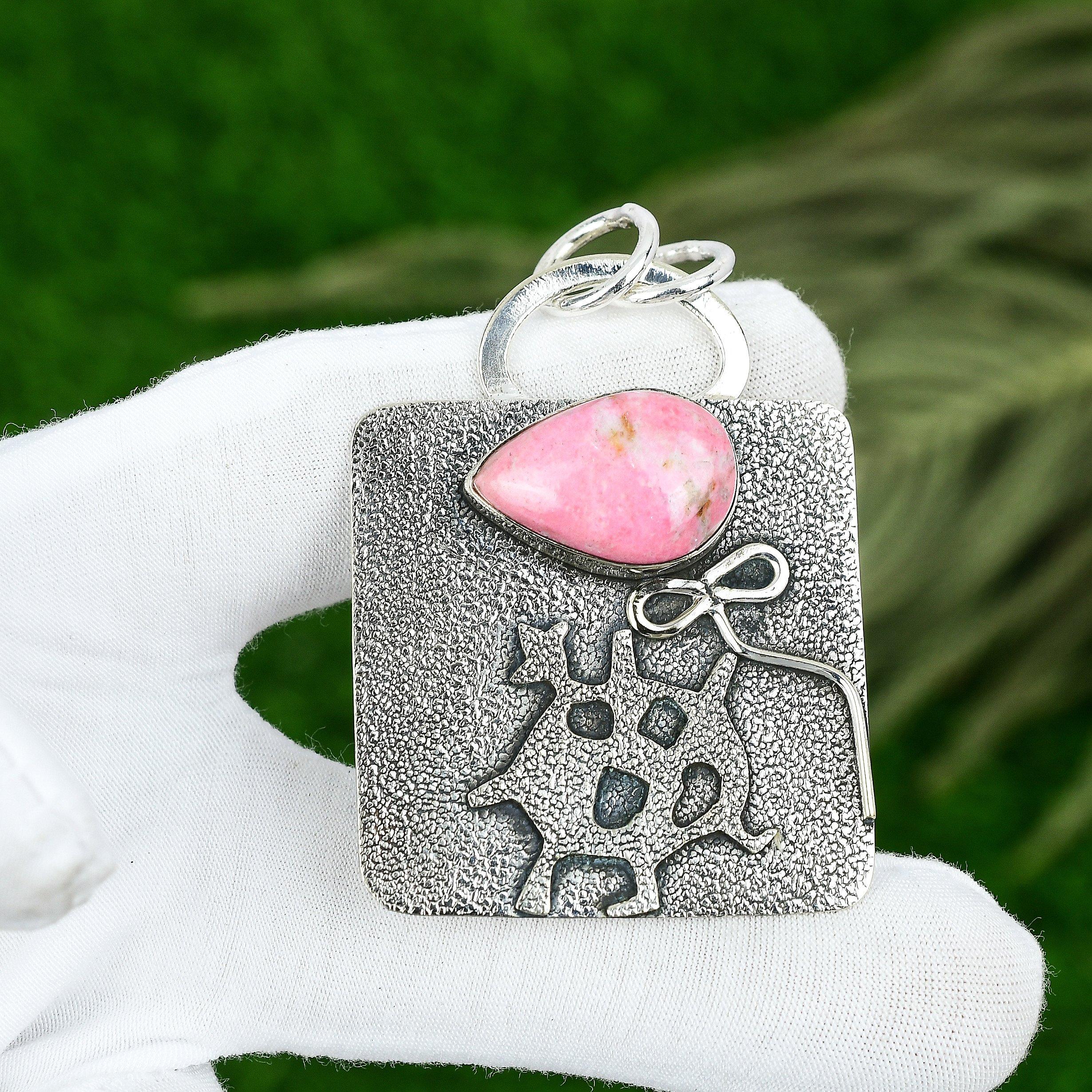 Sterling Silver Pear Natural Thulite Daughter Artisan Unique Engagement Pendant