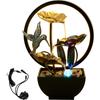 Tabletop Water Fountain USB Powered Tabletop Fountain with Natural Rocks and LED Ring Lights Desktop Waterfall Fountain Zen