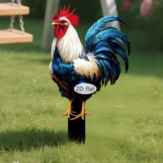 Cute Ducks Garden Stake, 2D Acrylic Rooster Decoration, Farmhouse Yard Art Stake, Outdoor Duck Welcome Sign for Lawn Flower Bed