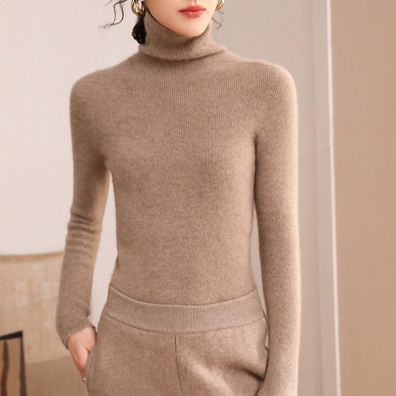 Winter 2023 Women's Slim Fit Cashmere High Neck Pullover Knitwear