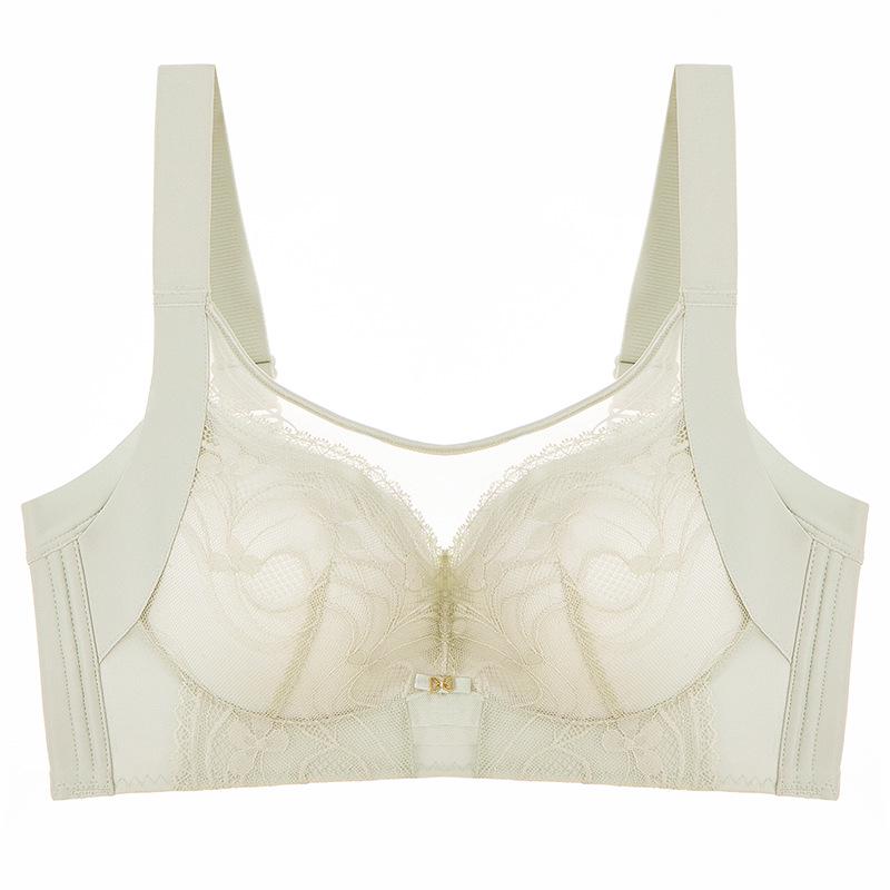 Women's Wirefree Full Coverage Push-Up Lace Minimizer Bra with Side Support and Adjustable Straps