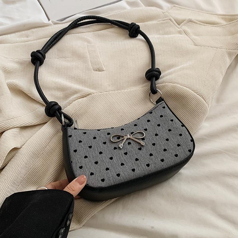 Popular Bow Polka Dot Underarm Bag Fashionable Simple Shoulder Bag French Niche Versatile Crossbody Bag