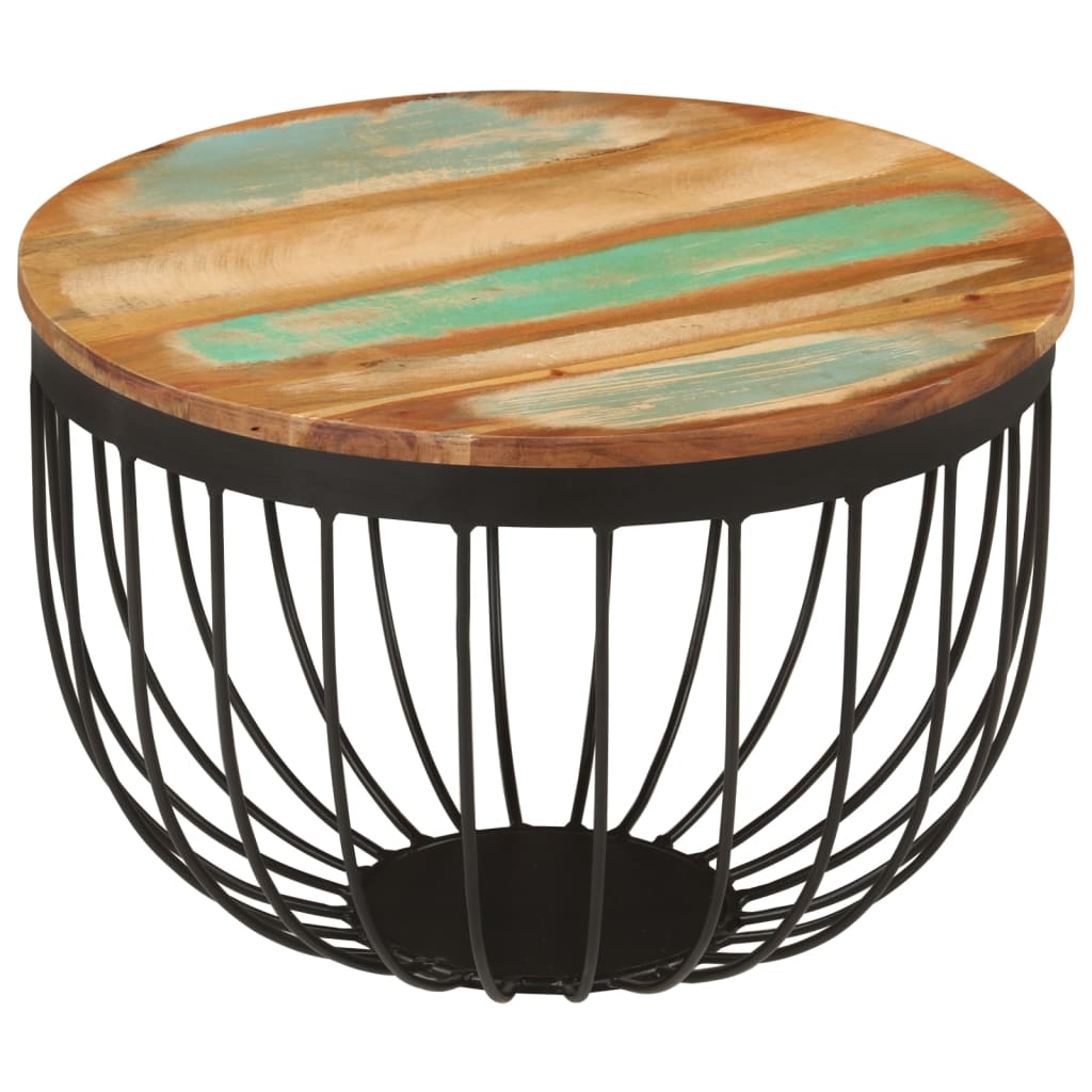 Coffee Table Ø50x35 Cm Solid Reclaimed Wood and Steel