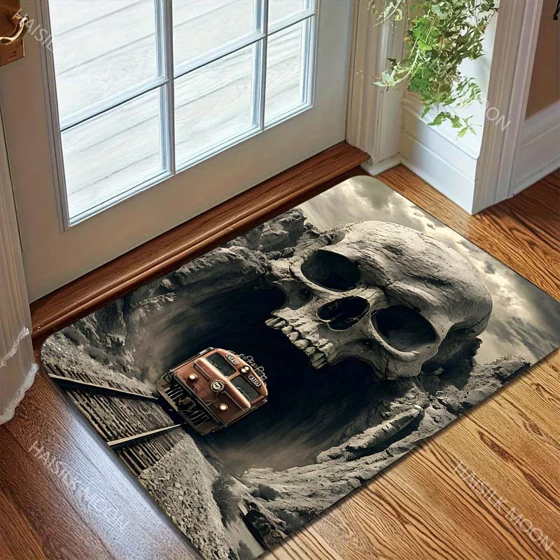 Skull Tunnel Train Creative Pattern Carpet for Living Room Bedroom Bathroom Mat Creative Doormat Sofa Table Home Decor Area Rug