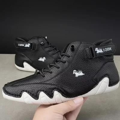 Men's High Top Shoes High-quality Luxury Fashionable Comfortable Bare Boots Breathable  Wear-resistant Lace Up Casual Loafers