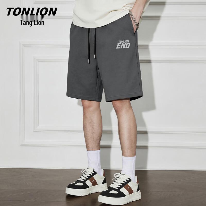 TonLion Men's Summer Pure Cotton Loose-Fit Straight-Leg Shorts