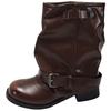 Belt buckle thin women's boots thick heel medium boots stacked women's versatile trousers boots new European and American fashion tube cloth
