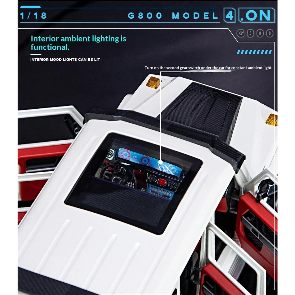 Large 1/18 Sacle Benz G800 Off Road SUV Alloy Metal Diecast Model Car Sound & Light Collectibles Ornaments Birthday Gift Friend