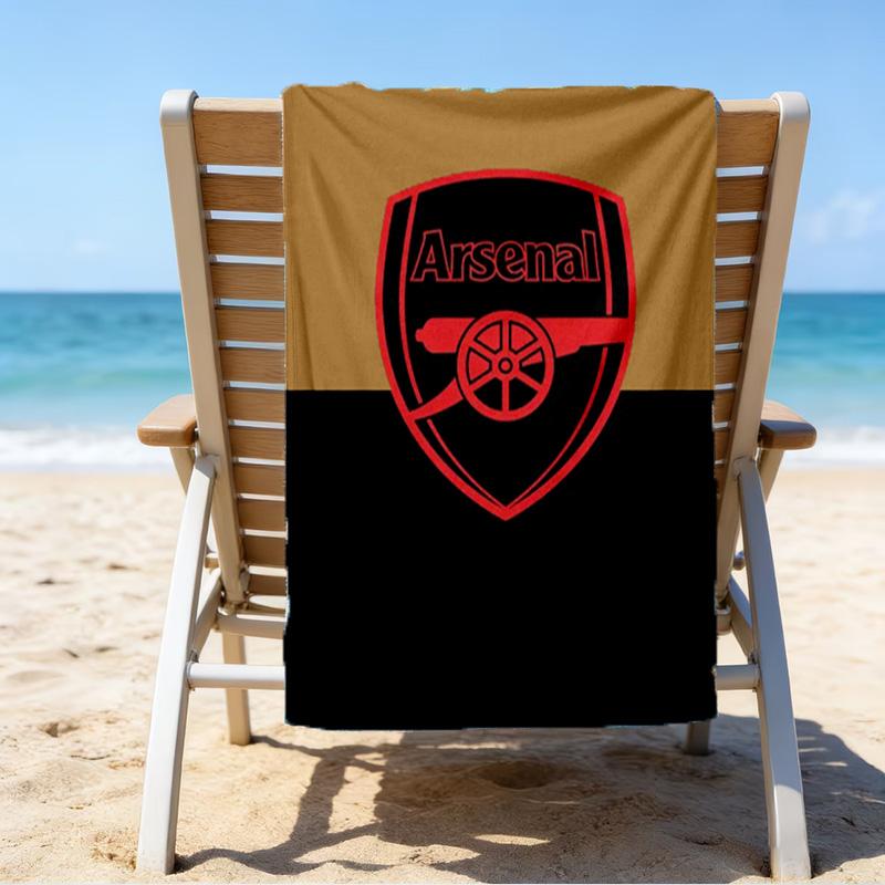 Arsenal Football Club Crest Printed Beach Towel, Super Soft Microfiber, Perfect Gift Birthday, for Pool, Beach, Travel, for family and friends