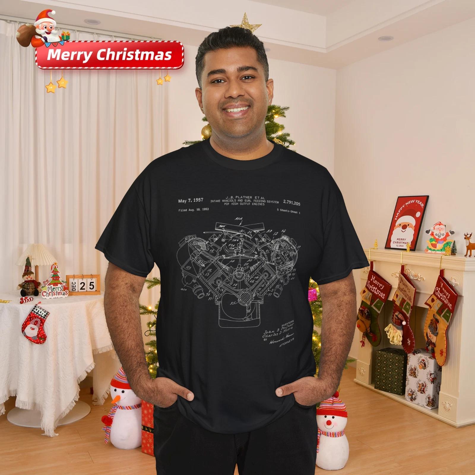 Mechanical Engine Patent Blueprint Graphic T-Shirt XL