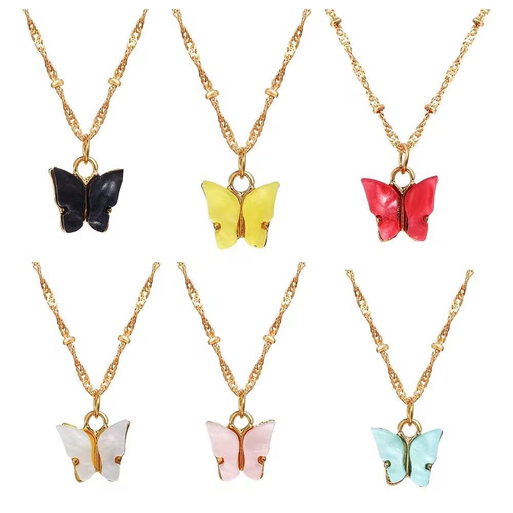 

Colorful Acrylic Butterfly Necklace - Trendy Sweet Style Clavicle Chain
