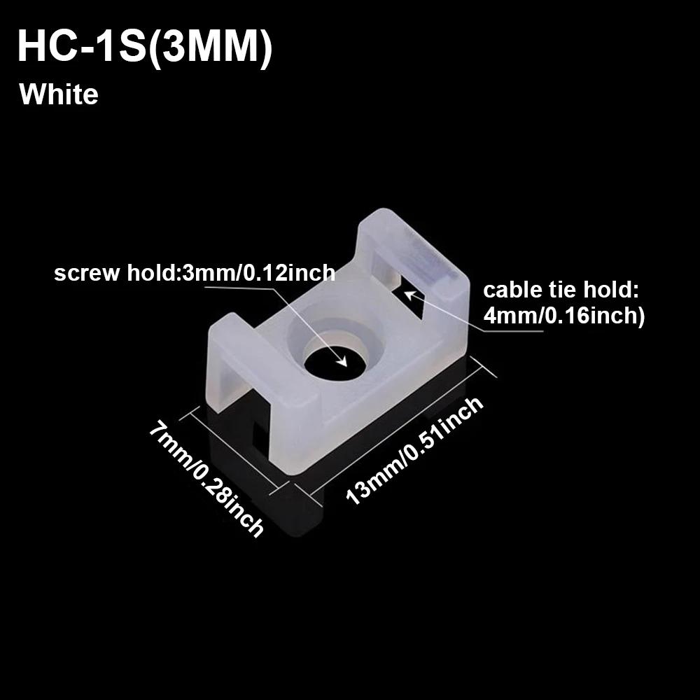100Pcs Cable Tie Saddle Type Plastic Mount Base Wire Holder Fixing Seat Charging Data Line Winder Nylon HC-0~ HC-7,HC-1S~HC~2S