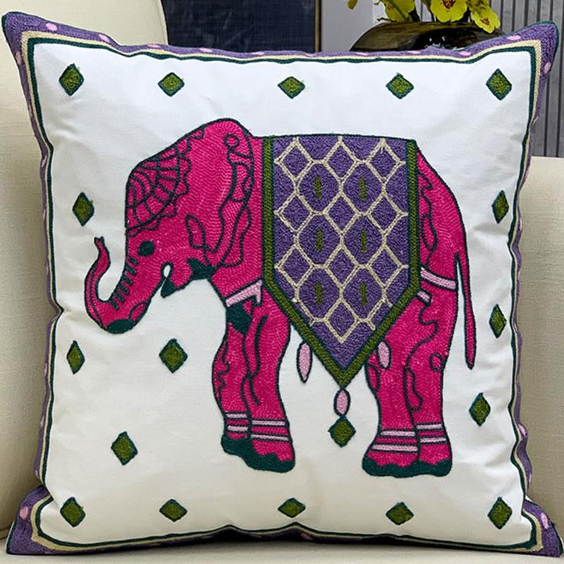 Вышитая подушка с цветком и растением для гостиной чехол для диванной подушки толстая прикроватная подушка съемная и моющаяся 1 шт без подушки 45x45cm1pcs 1549₽
