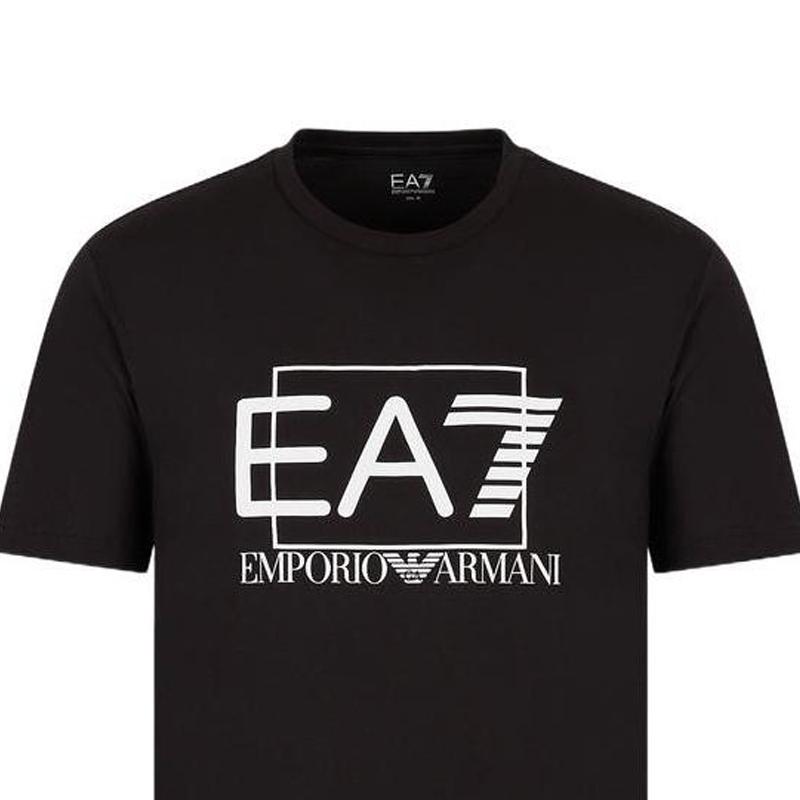 Emporio Armani EA7 SS23 Logo Print Casual Crew Neck T-Shirt Men tops Black 3RPT81-PJM9Z-1200