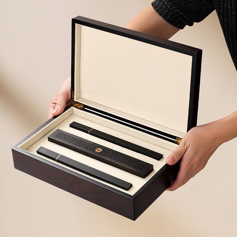 Ebony Agarwood & Sandalwood Incense Holder Gift Set for Chinese Style Aromatherapy