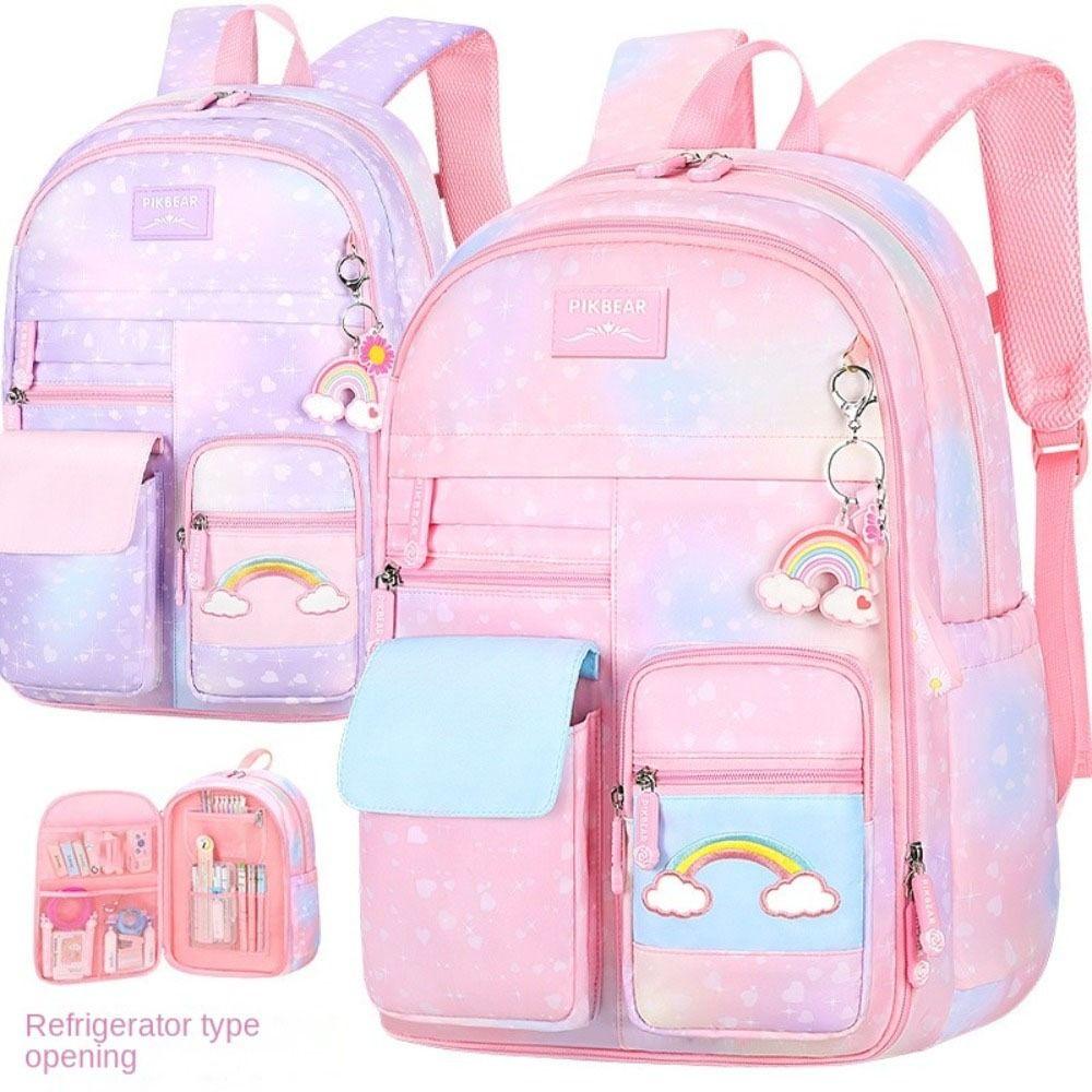 

Side-Open Shoulders Bag Rainbow Student School Bag Casual Children Backpack Girls Pink S