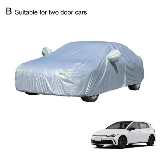 All Season Car Cover with Reflective Stripes Waterproof UV Reflective Snowproof Windproof Outdoor Vehicle Cover for Sun Rain Snow And Dust Universal