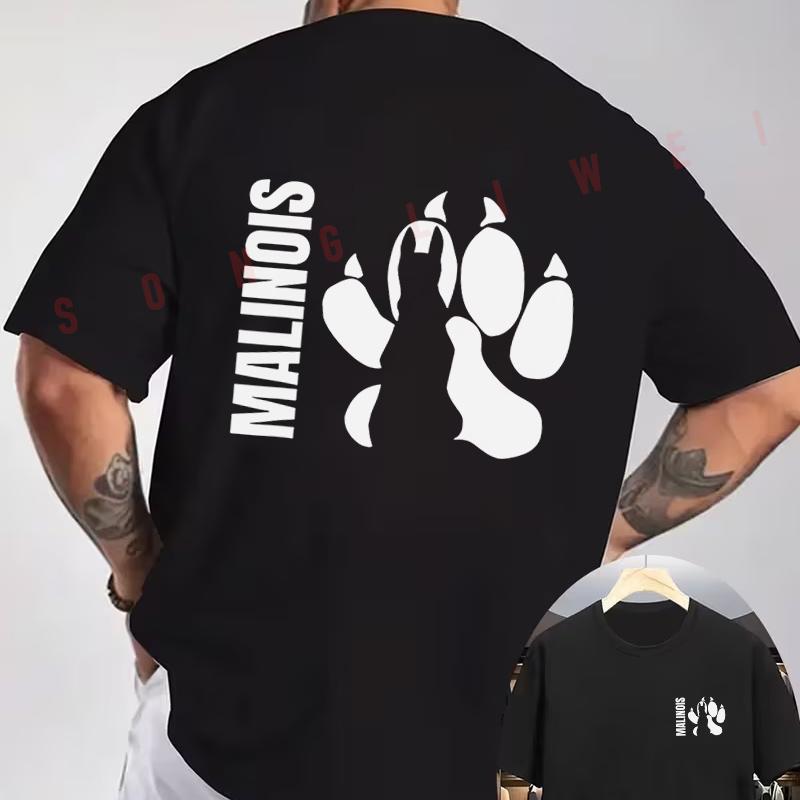 Belgian Malinois Graphic Motorcycle T-Shirt Double-Sided Print Men's Short Sleeve Round Neck C