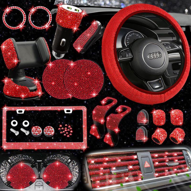 Non-Slip and Comfortable, Without Inner Ring, Handlebar Cover with Rhinestones, American Standard License Plate Frame, Rhinestone Car Decoration