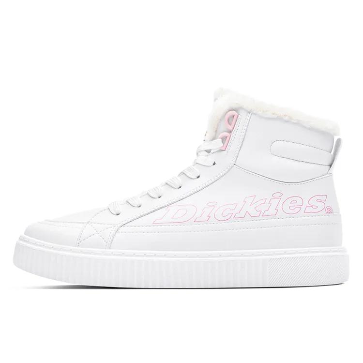 Dickies Microfiber Leather Fleece Lined Fashion Casual High top Skateboard Shoes Women's White (Unisex) Skate Shoes