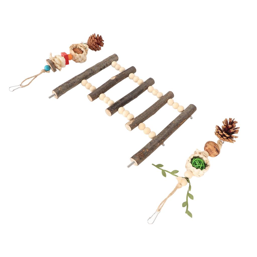 Parrot Hanging Toys Relieve Boredom Interactive Safe Wooden Parrot Hanging Ladder and Chewing Toys