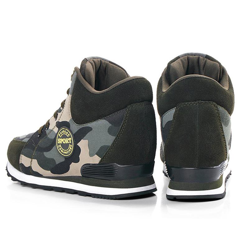 Women Sneakers Autumn Winter Height Increasing Camouflage Female Canvas Shoes Woman Lace-Up Flat Ankle Boots for Women WSH3421