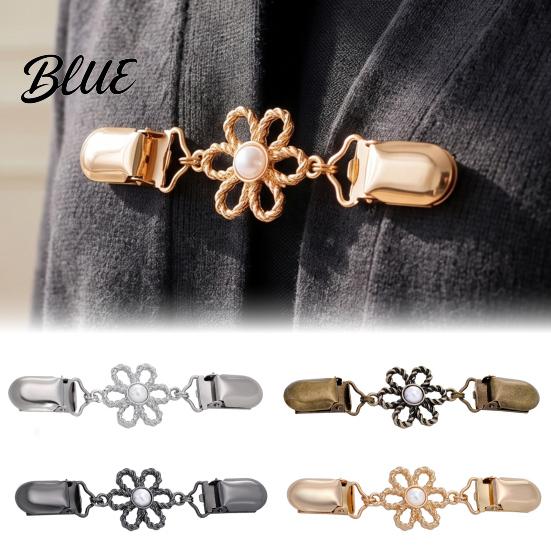 Vintage Clothing Accessories Hollow Flower Cardigan Sweater Clip, Women Clip with Waist Tightener Faux Pearl, Cincher for Dress Shawl Pants Anti Slip