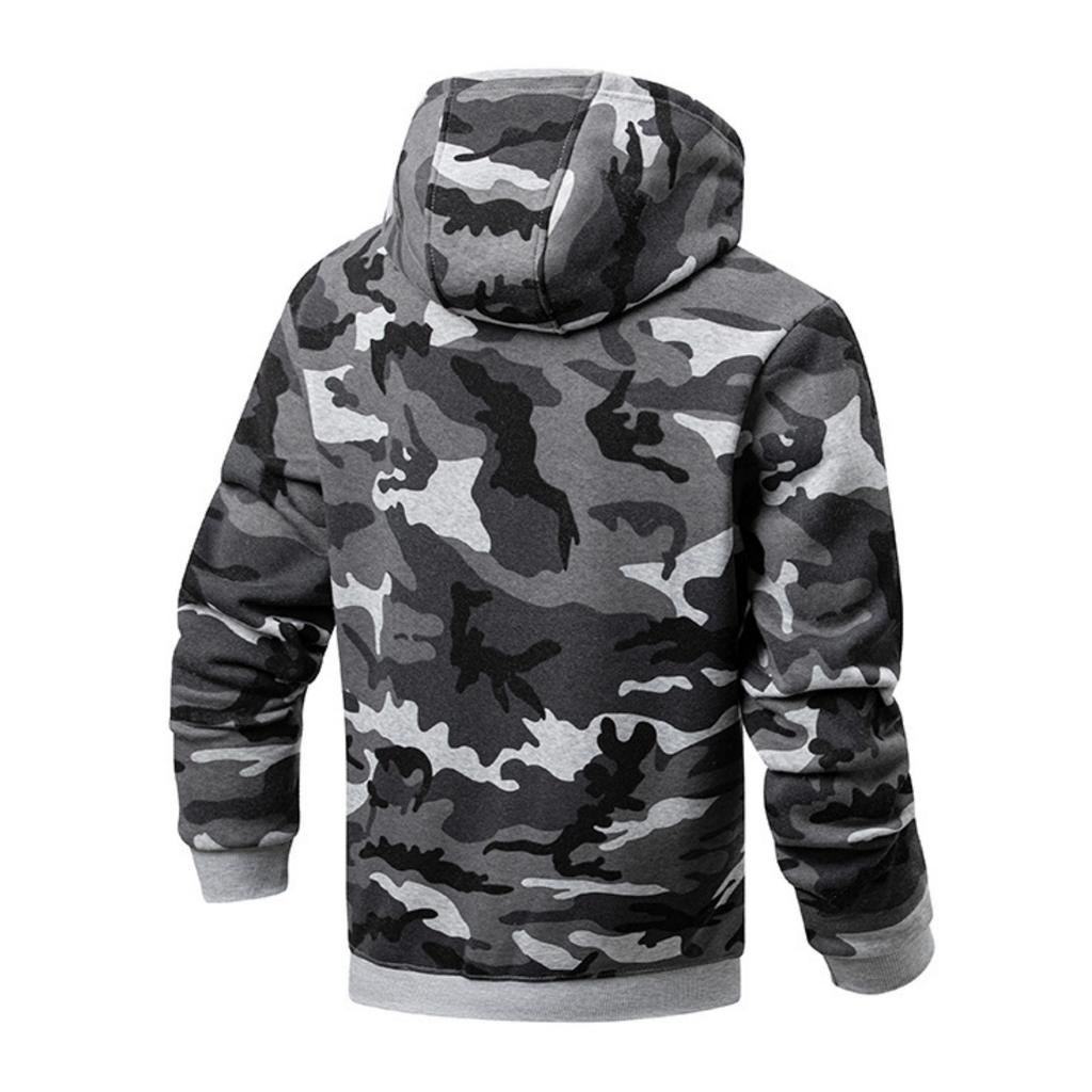 Men's Camouflage Printed Letter Embroidered High-weight Hoodie, Men's Trendy Sporty Casual Hoodie