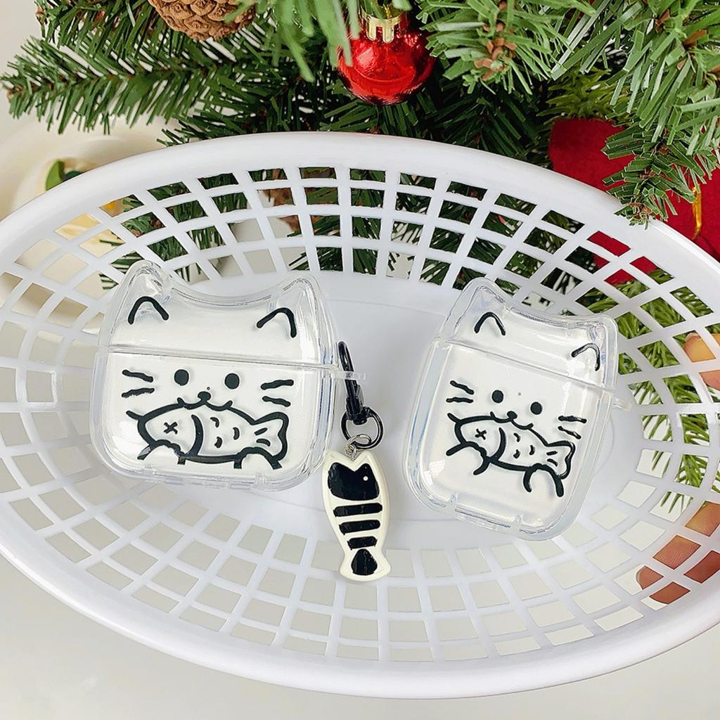 Cute cat holding fish for AirPods 1 earphone case cat ear 1/1 generation apple airpodspro1 protective case