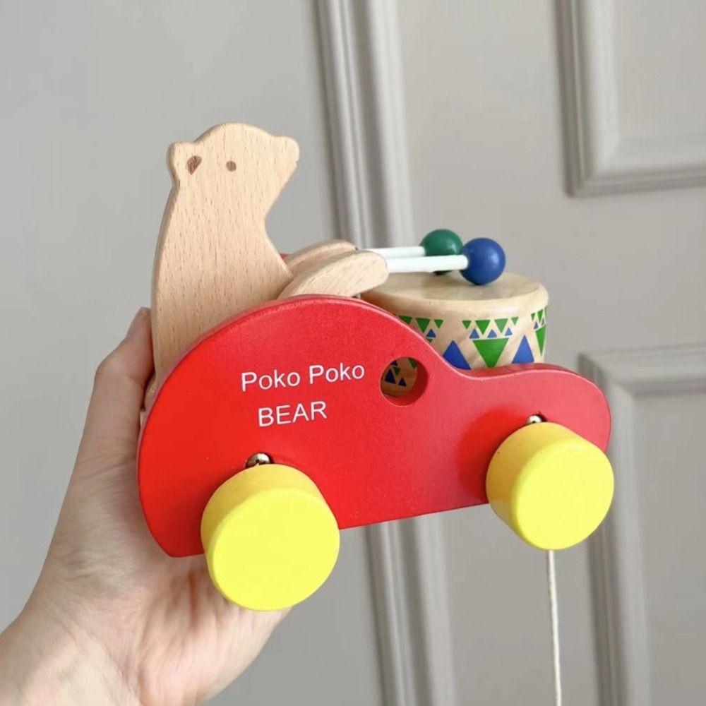

Early Education Animal Pull Rope Trolley Wooden Educational Walking Toy Baby Toddler 1set