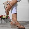 High-quality Solid Color Sandals Comfortable Wedge-shaped High Heels Banquet Women's Shoes High-end Summer