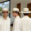 Straw Hat Wide Brim Flat Faux Leather Strap Top Design Metal Buckle Decor Sun Hat Beach