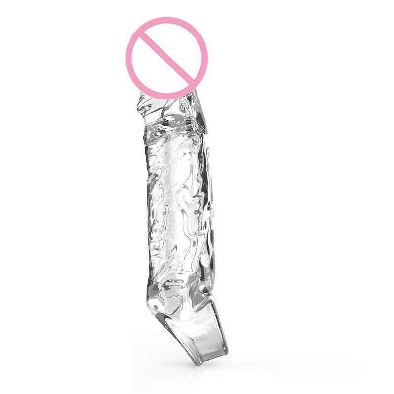 Transparent Penis Extend Sleeve Reusable Condoms Dildo Enhancer Delay Ejaculation Cock Rings Nozzle Sex Toys For Men
