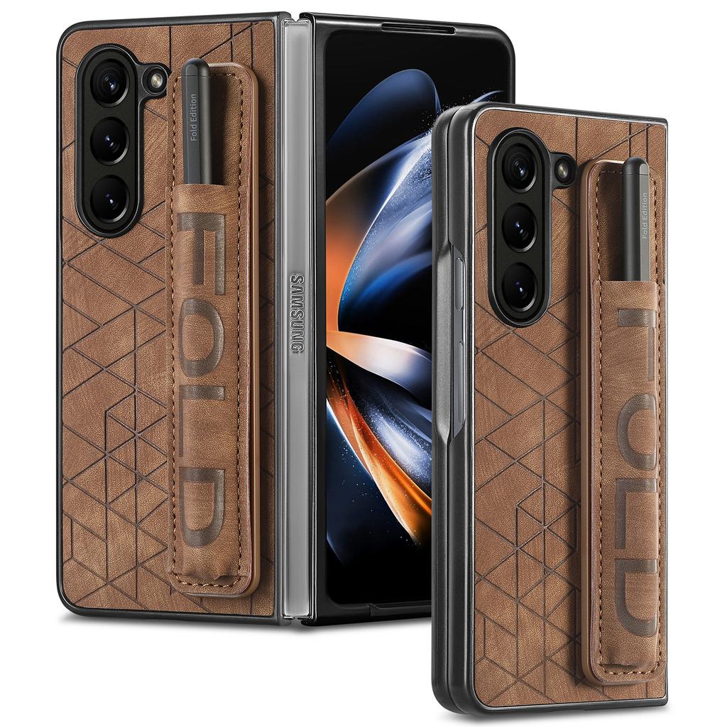 Für Samsung Galaxy Z Fold6 5G Hülle Armband Leder+PC Abdeckung mit Stifthalter