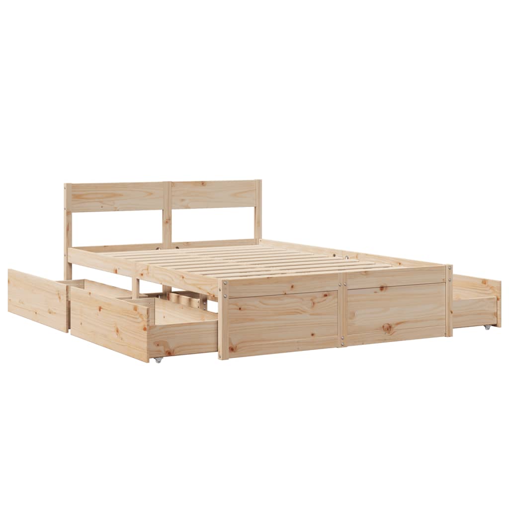 Solid Wood Bed Frame Without Mattress 120x200 Cm Pine Wood