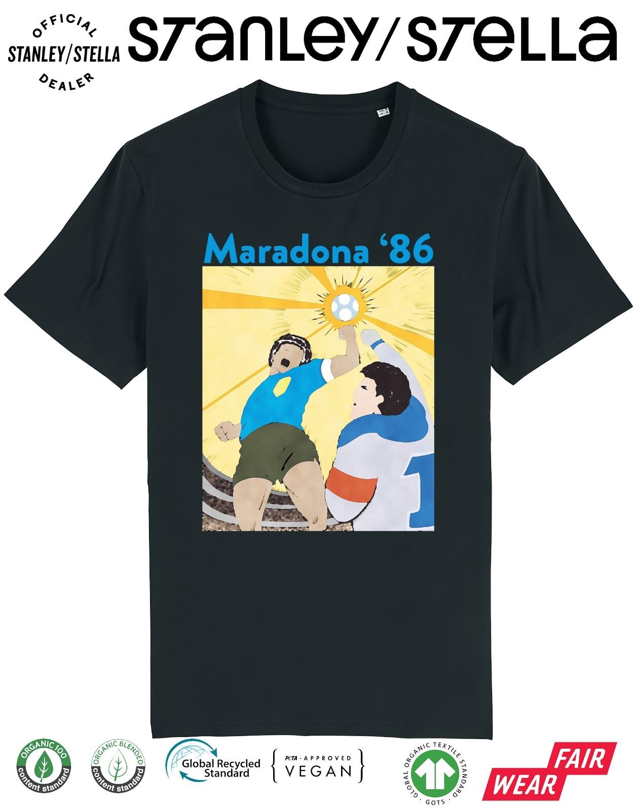 Diego MARADONA 86 Mens Football T-Shirt Mens Womens Tees Top Hand Of God Argentina England World Cup S