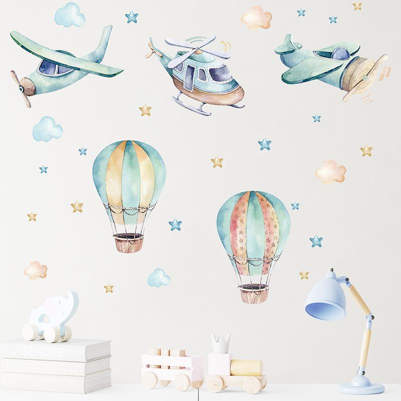 Colorful Flower Pendant Lamp Bird Wall Sticker For Bedroom Living Room Entrance Home Background Decoration Self-adhesive 29*22CM