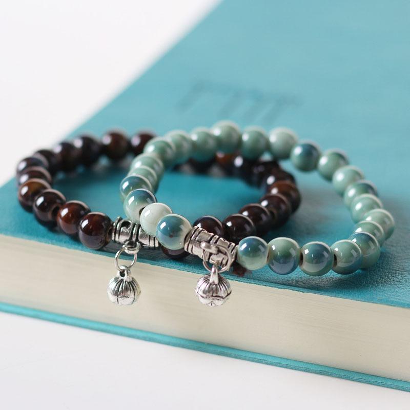 

Sweet Jewelry Ceramic Beaded Bracelet Personality Full Bead Bracelet Lotus Bracelet