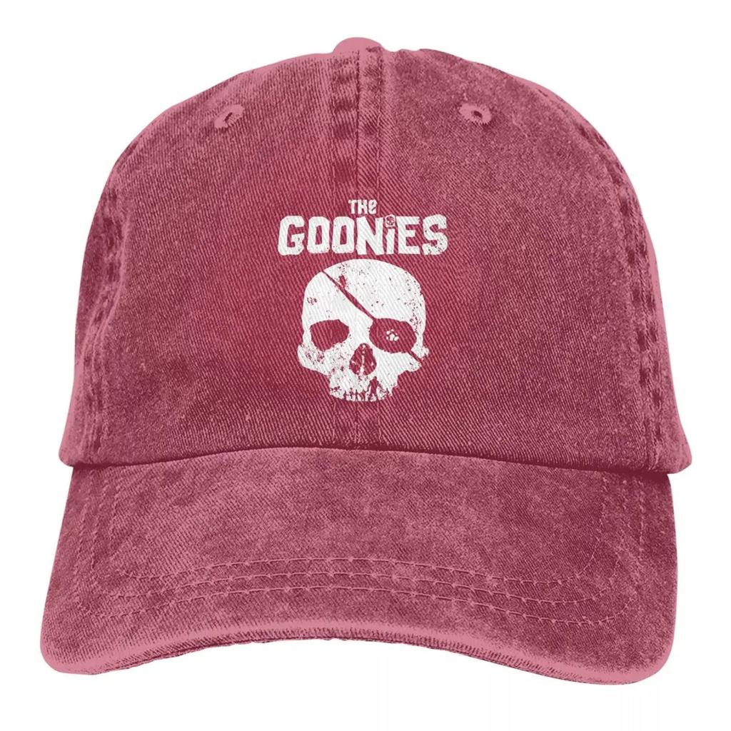 Czapka truckerka z logo czaszki Goonies Akcesoria Vintage Postarzany Denim Nakrycie głowy Dla dla Mężczyzn Kobiet Regulowana