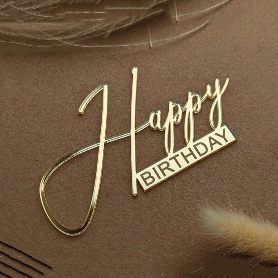 6pcs/3pcs  Acrylic Birthday Queen Gold Cake Topper Happy  Birthday Party Sides Cake Decorations  Accessories