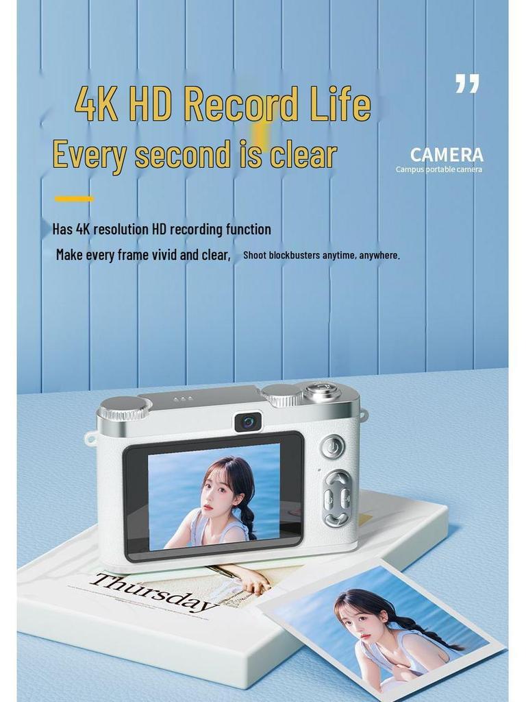 Retro CCD Dual Camera with 8x Optical Zoom - Compact Travel Pocket Digital Camera for Students