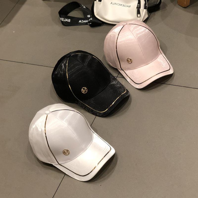 M standard hat, female and male ins, Korean tide brand baseball cap, summer sun hat, white satin sun hat, sun protection cap.