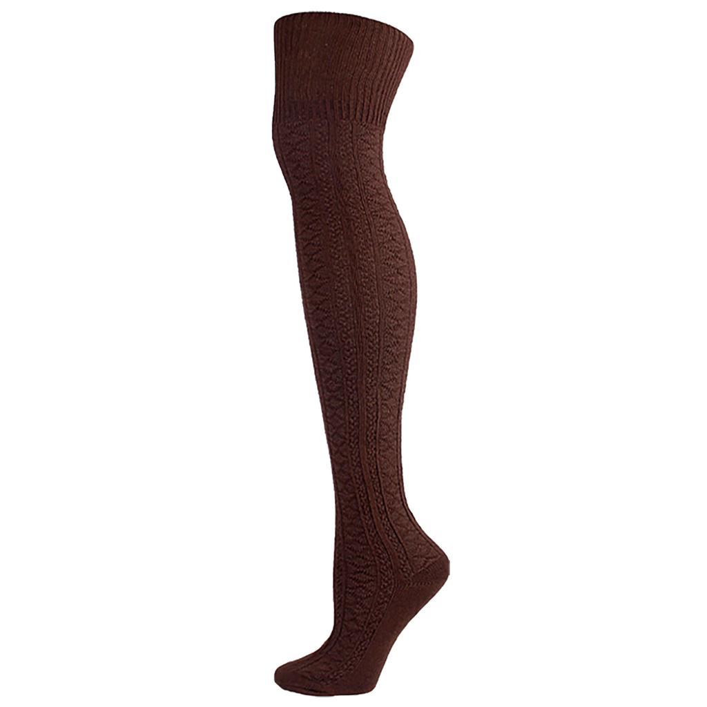 Adult Women Knitting Solid Color Knee-High Socks Cotton Fashion Long Stockings