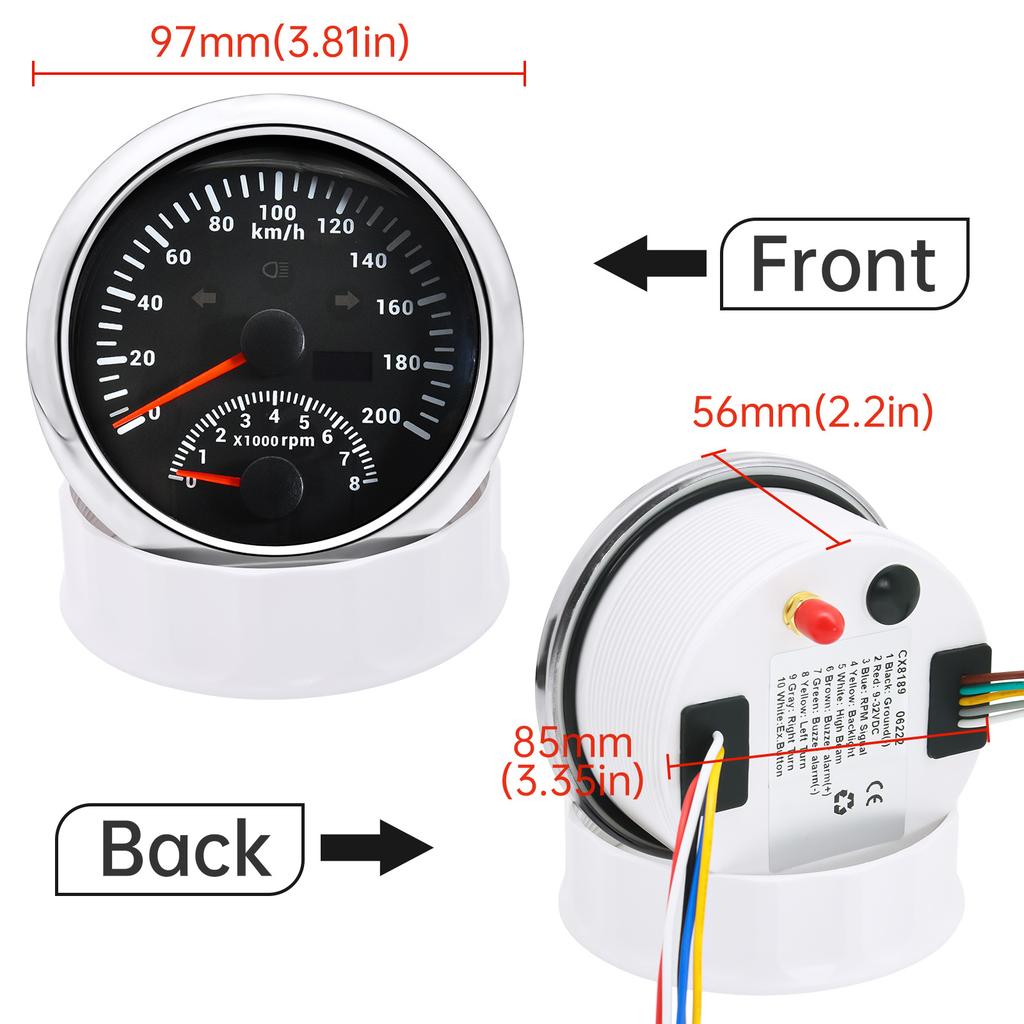 HD 200KM/H 120KM/H Universal 2 in 1 85mm Digital Car GPS Speedometer With Tachometer 0-8000RPM Tacho Sensor for Marine Boat Car Speedometers 1